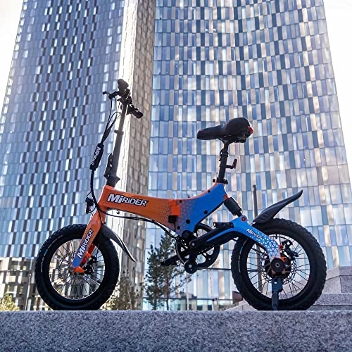 Electric Bike : MiRiDER One Folding Electric Bike - Lightweight Foldable eBike | Thumb Throttle With Pedal Assist (GEO Edition)