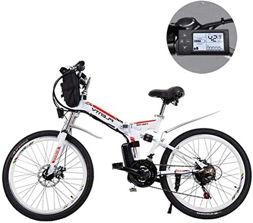 Electric Bike : MJY 24 inch Electric Mountain Bikes, Removable Lithium Battery Mountain Electric Folding Bicycle with Hanging Bag Three Riding Modes 6-20, 8ah / 384Wh