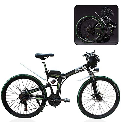 Electric Bike : Mnjin Electric mountain bike, folding electric bicycle, adult folding lithium battery electric mountain bike, adult folding mountain travel assist electric bicycle