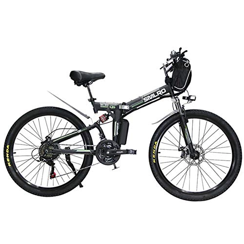Electric Bike : MOLINGXUAN Electric Mountain Bike, 26 Inch 24 Bag Type Lithium Battery Foldable Mountain Bike with Soft Tail And Full Suspension CE Certification, A