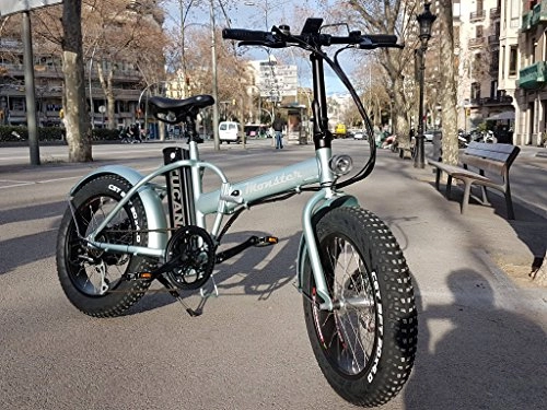 Electric Bike : MONSTER 20 - The Folding Electric Bike - Wheel 20" - Motor 500W, 48V-12ah - LCD on-board computer with 9 help levels - Chassis: Aluminium - To roll on the snow or the sand (SILVER PLATE)