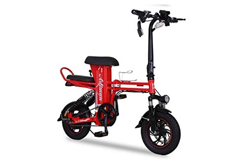 Electric Bike : Motorcycle Mini Folding Electric Car, Adult Two-Wheel Mini Pedal Electric Car, Portable Folding Lithium Battery Travel Battery Car, Outdoor Motorcycle Travel Bicycle, Red, 48V25A