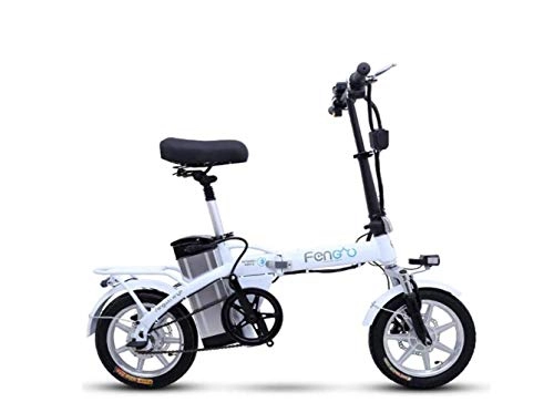 Electric Bike : Motorcycle Mini Folding Electric Car, Adult Two-Wheel Mini Pedal Electric Car, Portable Folding Travel Battery Car, Outdoor Motorcycle Tour Bicycle, White, A