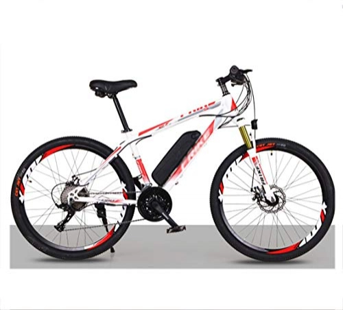 Electric Bike : Mountain bike electric lithium battery 26 inch city bicycles adult 21-speed variable speed carbon steel bicycle power-assisted bicycle 36V8A hard frame double disc brake LED bicycle light
