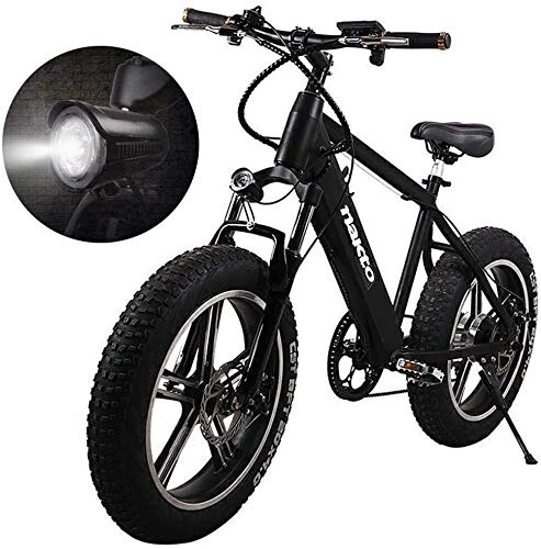 Electric Bike : Mountain electric bicycle 48V20 inch double disc brakes road bike LED light shock absorption snow off-road electric power assist bicycle