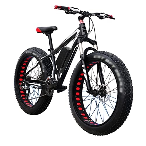 Electric Bike : Mountain Electric Bike 26 Inches Fat Tire 1500w Rear Wheel Motor Hydraulic 48V Li-Ion Battery Electric Snow Ebike (Color : Black)