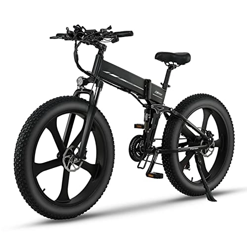Electric Bike : Mountain Folding EBike 26"Fat Tire Bike 1000W Ebike 48V 12.8AH Lithium Battery 31MPH Electric Dirt Bike Electric Bicycle Electric Cars Vehicles for Adults (Color : 1000W)