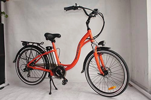 Electric Bike : movable 350W 36V 10.4AH Electric Bike 26'x2.125 Bike Cruiser 6 Speeds Shimano Derailluer Snow Beach eBike Bicycle Mechanical disc brake system (orange)
