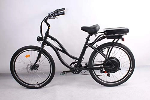 Electric Bike : movable 500W 48V 10.4AH Electric Bike 26'x2.125 Bike Cruiser 7 Speeds Shimano Derailluer Snow Beach eBike Bicycle Mechanical disc brake system for women (black)