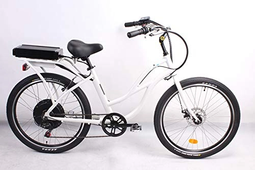 Electric Bike : movable 500W 48V 10.4AH Electric Bike 26'x2.125 Bike Cruiser 7 Speeds Shimano Derailluer Snow Beach eBike Bicycle Mechanical disc brake system for women (white)