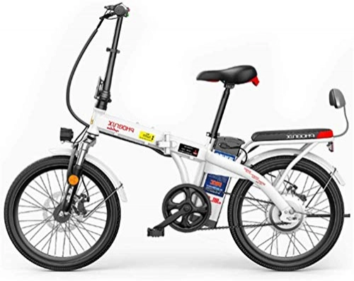 Electric Bike : MQJ Ebikes 20" Folding Electric Bike with Removable Large Capacity Lithium-Ion Battery (48V 250W), 3 Riding Modes, Dual Disc Brakes Electric Bicycle, White, 150Km