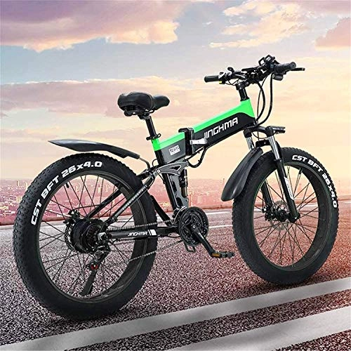 Electric Bike : MQJ Ebikes Adult Folding Electric Bicycle, 26 inch Mountain Bike Snow Bike, 13Ah Lithium Battery / 48V500W Motor, 4.0 Fat Tire / Led Headlight and USB Mobile Phone Charging