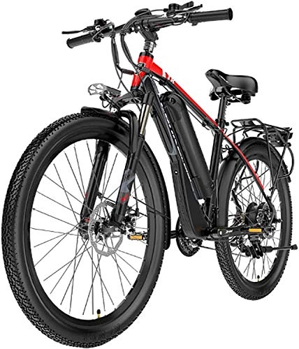 Electric Bike : MQJ Ebikes Electric Mountain Bike, 400W 26'' Waterproof Electric Bicycle with Removable 48V 10.4Ah Lithium-Ion Battery for Adults, 21 Speed Shifter E-Bike, Red, 1