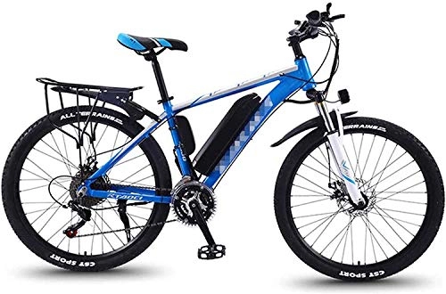 Electric Bike : MQJ Ebikes Electric Mountain Bikes for Adults, All Terrain Commute Sports Mountain Bike Full Suspension 350W Rear Wheel Motor, 26'' Fat Tire E-Bike 27 MTB Ebikes for Men Women, Blue, 1