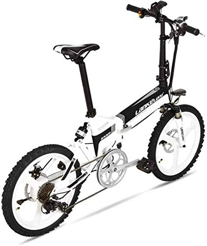 Electric Bike : MQJ Ebikes Fast Electric Bikes for Adults Folding Aluminum Electric Bike Removable 48V 10.4Ah Removable Battery Snow Mountain Bike 400W Adult Assisted E-Bike Double Disc Hydraulic Brake, White, 1