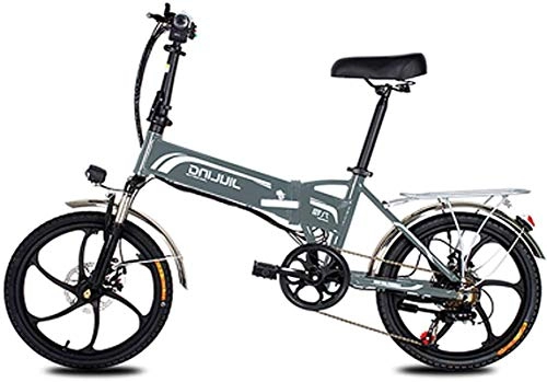Electric Bike : MQJ Ebikes Folding Electric Bike Ebike, 20" Electric Bicycle with 48V 10.5 / 12.5Ah Removable Lithium-Ion Battery, 350W Motor and Professional 7 Speed Gear, Grey, 12.5Ah
