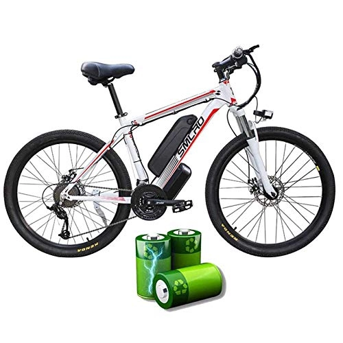 Electric Bike : MRSDBTL Electric Bike for Adults, Electric Mountain Bike, 26 Inch 360W Removable Aluminum Alloy Ebike Bicycle, 48V / 10Ah Lithium-Ion Battery for Outdoor Cycling Travel Work Out, White red
