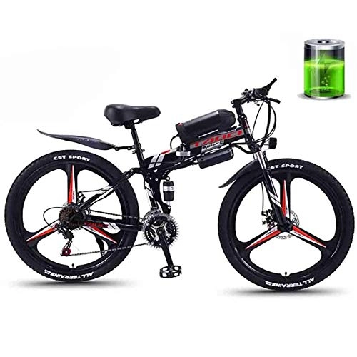 Electric Bike : MRSDBTL Electric Mountain Bikes for Adults, Foldable MTB Ebikes for Men Women Ladies, 360W 36V 13AH All Terrain 26" Mountain Bike / Commute Ebike, Black spoke wheel