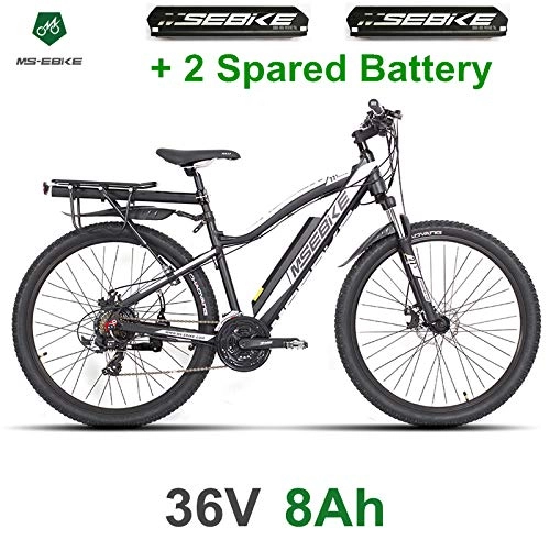 Electric Bike : MSEBIKE 21 speeds, 27.5 Inches Pedal Assist Electrical Bicycle, 36V Invisibility Battery, Suspension Fork, Both Disc Brake, E bike Mountain Bike, Pedelec. (Plus 2 Extra Battery)