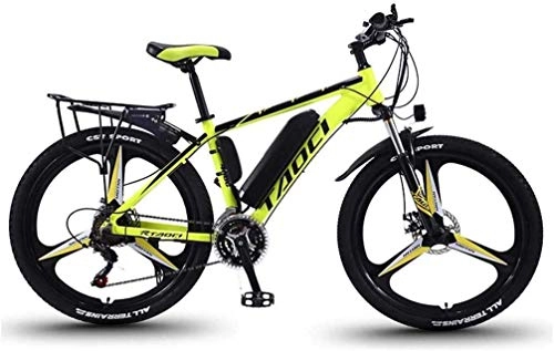 Electric Bike : MU Electric Bike Electric Mountain Bike for Adult, Aluminum Alloy Bicycles All Terrain, 26" 36V 350W 13Ah Detachable Lithium Ion Battery, Yellow 2, 10Ah 65 Km