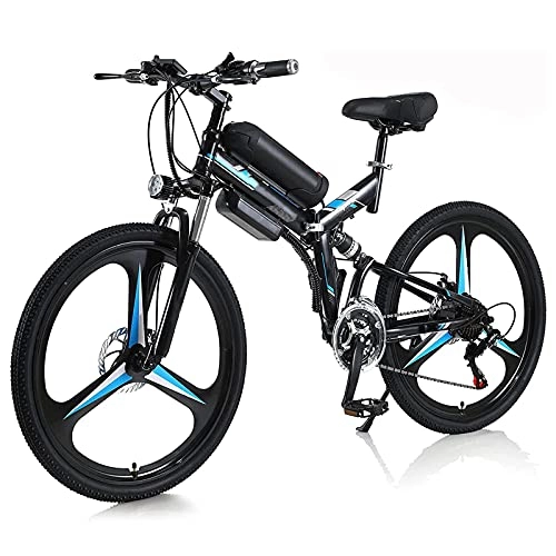 Electric Bike : Multi-purpose Unisex Adult Electric Bike 350W Folding Bike 36V 10A Lithium-Ion Battery 26" Mountain E-Bike 21-Speed Transmission System 3 Riding Modes for Outdoor Cycling Travel Work Out Black