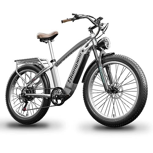 Electric Bike : MX04 Retro Electric Bike Equipped with Bafang Motor 48V 15AH Lithium Battery 26" Fat Tires SHIMANO 7-Speed Derailleur Aluminum Crankset Dual Hydraulic Disc Brakes