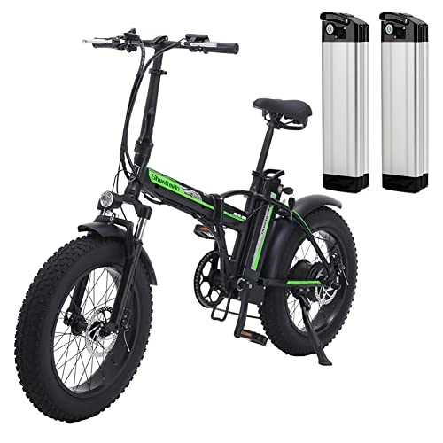 Electric Bike : MX20 Electric Bike 20"×4.0" Fat tire with 48V / 25Ah Removable Lithium Battery, Shimano 7-Speed City E-bike (TWO BATTERIES)