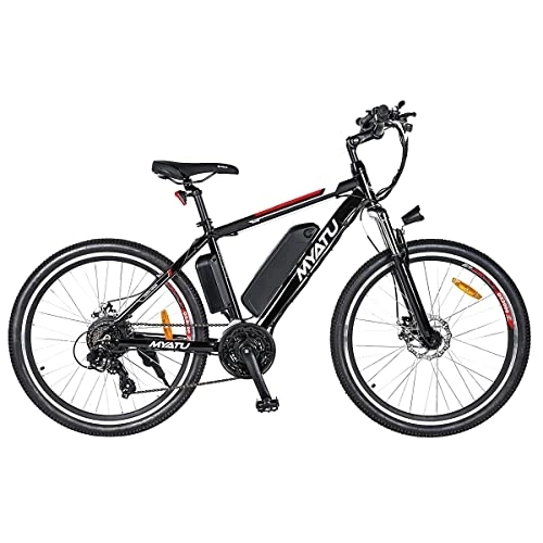 Electric Bike : Myatu 26" Electric Bike, 50 Miles Average Range, 36V 12.5 Ah Removable Lithium Battery, Shimano 21 Speed, Double Disc Brakes, Electric Mountain Bikes With Pedal-Assist for Adults