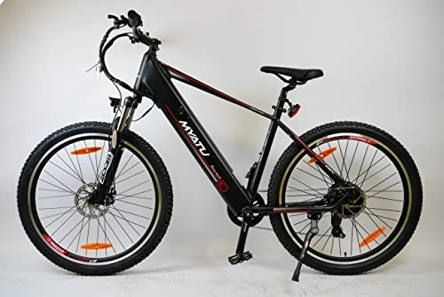 Electric Bike : Myatu Electric Mountain Bike, 27.5 Inches, with 7-Speed Shimano Derailleur, Bafang 250 W Motor, 36 V 13 Ah Lithium-Ion Battery, Aluminium Frame, 25 km / h, for Men and Women Black
