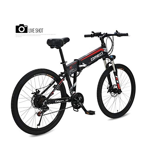 Electric Bike : MYYDD Electric Bike Mens Mountain Ebike Built-in 48V 10AH Lithium Battery 26 Inch Folding E-bike with Display and LED Indicator Light, Black