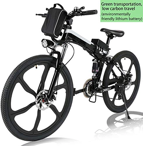 Electric Bike : NAYY 26 inch Urban Commuter Electric Bike Folding Mountain E-Bike 21 Speed 36V 8A Lithium Battery Electric Bicycle for Adult Teen (Color : Black)