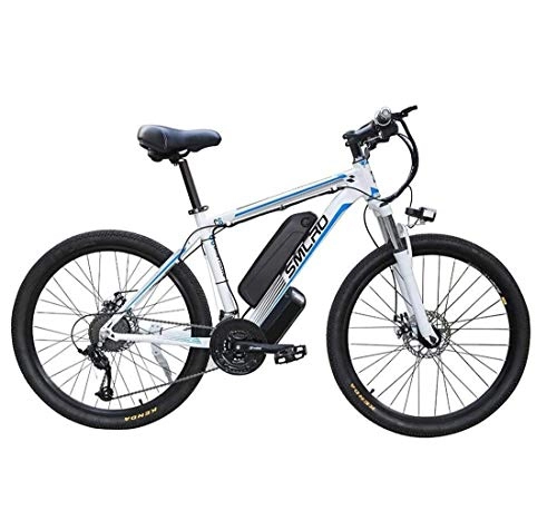 Electric Bike : NAYY Electric Bicycles for Adults, 360W Aluminum Alloy Ebike Bicycle Removable 48V / with 10Ah Lithium-Ion Battery Mountain Bike / Smart Mountain Bike Commute Ebike (Color : White blue)