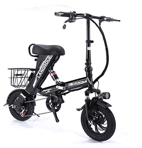 Electric Bike : NBWE Electric Bike 12 inch single lithium battery folding electric bicycle 36v mini portable car fashion black
