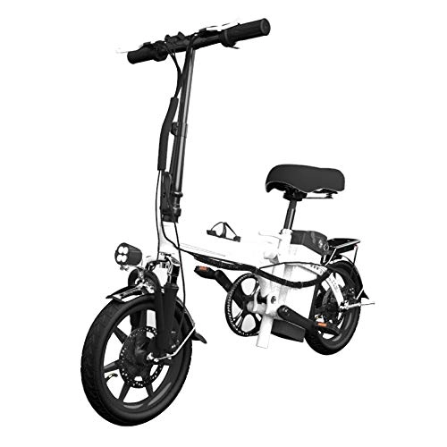 Electric Bike : NEWBII Electric Bike, Aluminum Alloy, Quick Folding, Multiple Shock Absorption, Fixed Speed Cruise, 48V 250W Silent Motor, Short Charge Lithium-Ion Battery, White-48V8A