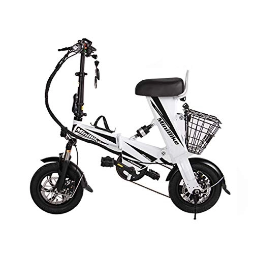Electric Bike : NEWBII Electric Bike, Quick Folding, Multiple Shock Absorption, 48V 250W Silent Motor, Short Charge Lithium-Ion Battery, LCD Speed Display, White-48V11A