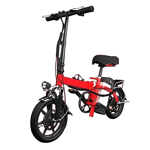 Electric Bike : NEWBII Electric Bike, Quick Folding, Multiple Shock Absorption, Fixed Speed Cruise, 48V 250W Silent Motor, Short Charge Lithium-Ion Battery, Red-48V12A