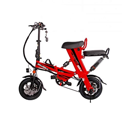 Electric Bike : NEWBII Folding Assist Electric Bike, 48V 400W Silent Motor, Multiple Shock Absorption, Short Charge Lithium-Ion Battery, Disc Brake, LCD Speed Display, Red-48V15A