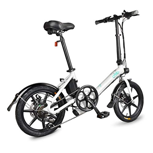 Electric Bike : newhashiqi Folding Electric Bike Ebike for Adult, Rechargeable Outdoor Lightweight Bicycle Cycling Tool Pure Electric, Cycling 3 RIDING MODES(Dark Gray, White) White