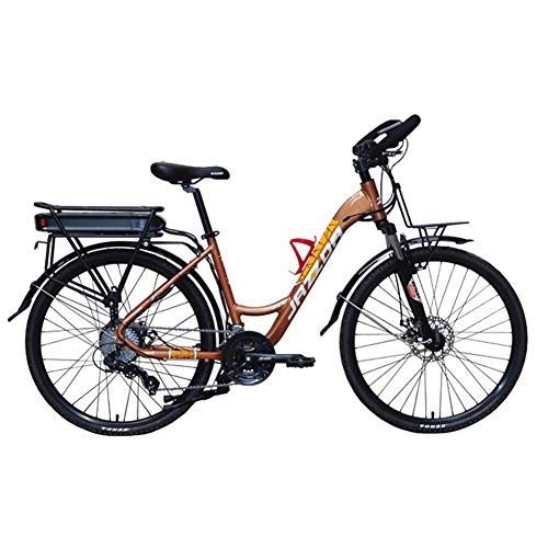 Electric Bike : NGKWH 26 Inch Electric Mountain Bike, 48V 250W Brushless Motor Traveling Electric Bicycle Butterfly Handlebar City Electric Bike (Color : Gold, Size : 48V15A)
