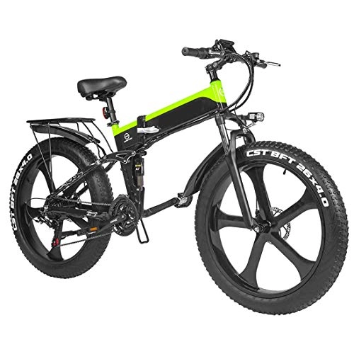 Electric Bike : NMVB Folded Electric Bicycle 1000W Fat Tire Electronic Bikes 21-Speed Mountain Electrical Bicycle with Pedal Assist for Adults Women Men