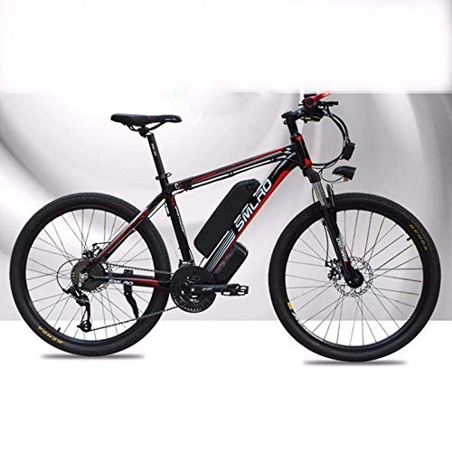 Electric Bike : NOBRAND Lithium Battery Mountain Electric Bike Bicycle 26 Inch 48V 15AH 350W 27 Speed Ebike Potencia Suitable for men and women, cycling and hiking (Color : Black red)