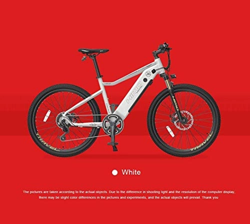 Electric Bike : NOBRAND RPHP26 inch electric mountain bike off-road electric bike 48V hidden lithium battery cruising range 40-80km hybrid Suitable for men and women, cycling and hiking (Color : White)