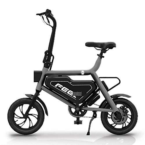Electric Bike : NUOLIANG Adult mini portable electric bike, 36V 250W lithium aluminum miles -25 - lightweight easy to place in the luggage 16.7KG (Color : Grey)