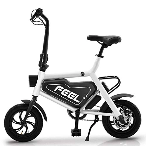 Electric Bike : NUOLIANG Adult mini portable electric bike, 36V 250W lithium aluminum miles -25 - lightweight easy to place in the luggage 16.7KG (Color : White)