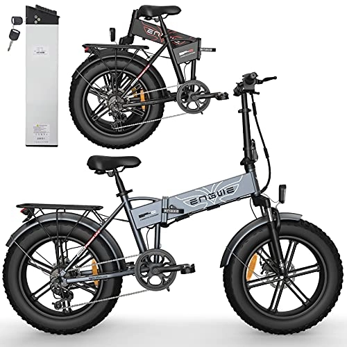 Electric Bike : NXLWXN Folding Electric Bike Fat Tire Electric Snow Bike 20" 4.0, 750W Powerful Motor, 48V 12.8Ah Removable Battery and Professional 7 Speed Electric Bicycle, Gray