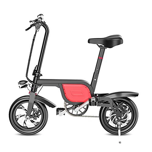Electric Bike : NXXML Folding Electric E-Bike, 14 Inch Wheels High Carbon Steel Electric Scooter, with 36V Lithium Battery Max Speed is 35km per Hour, Red