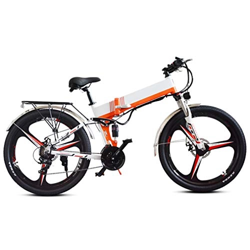 Electric Bike : NYPB 26 Inch Electric Bike, Motor 350W, 48V 10.4Ah Rechargeable Lithium Battery, with Seat LCD Display Screen Foldable E Bikes for Adults Fitness City Commuting, 350W White B, 48V10.4AH