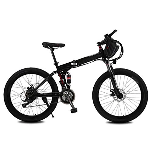 Electric Bike : NYPB 26 Inch Folding Electric Bike, Foldable E Bikes For Adults with 250W Brushless Motor with LED Headlights and 3 Modes Removable 36V 8 / 10 / 12AH Lithium-Ion Battery, Black, 36V 12AH