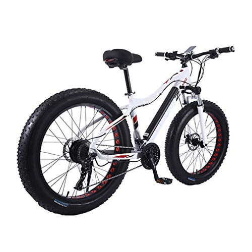 Electric Bike : NYPB Electric Bike, 26 Inch Electric Bike Motor 350W, 36V 10Ah Rechargeable Lithium Battery Seat Adjustable with LCD Display 3 Modes Sports Outdoor Travel Work, white A, Left mounted