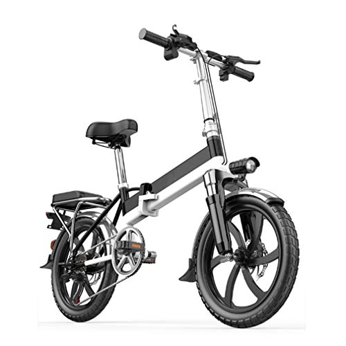 Electric Bike : NYPB Electric Bike Foldable, 400W Motor Removable 48V 8AH / 10AH / 12AH Lithium-Ion Battery 7 Speed Gear with Shock Damper Seat Adjustable Urban Commuter, Black, 48V 10AH